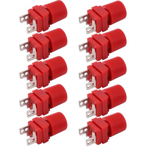 Lot de 10 bornes d'alimentation 300 à 500 W en cuivre pur pour onduleur, diamètre 13 mm, connecteur M4, rouge (1/5)