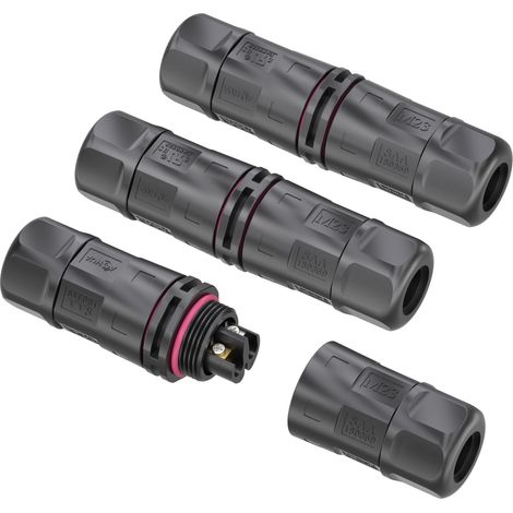 3 Connecteur Électrique Étanches 2 Fils, M23, Raccord Electrique Étanches IP68, Boite de Jonction Electrique, Boite derivation Etanche Éxterieur, Dérivation de câble Ø10-15mm, 500V/35A (1/5)
