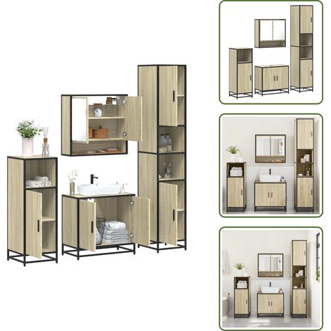 vidaXL Ensemble de meubles de salle de bain 4 pcs chêne sonoma