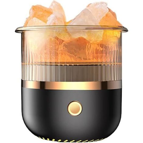 CSPARKV Humidificateur en cristal de sel - Diffuseur d'huiles essentielles USB avec lumière LED - Petit humidificateur pour chambre à coucher, veilleuse - Humidificateur d'air portable pour la maison,