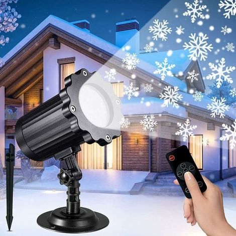 Projecteur Noel, Projecteur Flocon de Neige Lumiere Noel Exterieur avec Télécommande et Minuterie, Étanche IP65 Projecteur Noel Exterieur et Intérieur Décoration pour Fête,Noël,Jardin,Mariage (1/5)