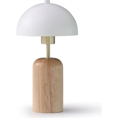 Lampada fungo da tavolo D. 20 x H. 35,5 cm in Legno e Metallo Naturale e Bianco - TANTA (1/5)
