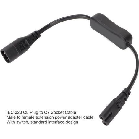 Rallonge De Câble D'Alimentation Iec320 C8 À Iec320 C7 Avec Interrupteur, Pour Haut-Parleurs, Connecteur Système (1/4)