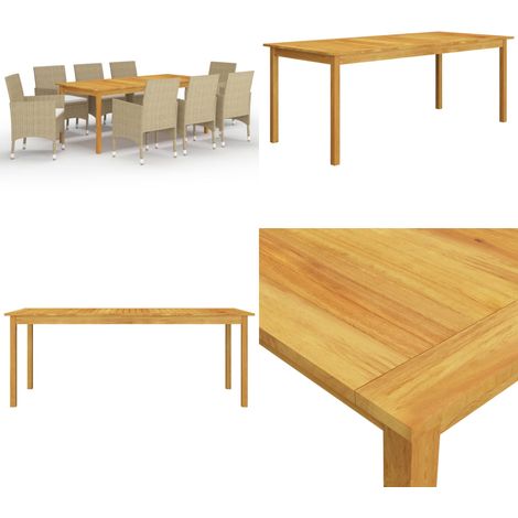 Set da Pranzo da Giardino 9 pz Beige - Tavolo da pranzo in legno - Sedie da esterno