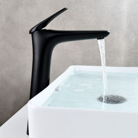 Mitigeur lavabo salle de bain noir modèle haut monotrou 42,5 × 25 × 7 cm 1,978 kg – Livraison gratuite (1/5)