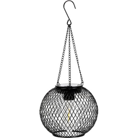 2 lanternes solaires extérieures IP65  Métal LED blanc chaud  Jardin, terrasse, Noël ou Halloween