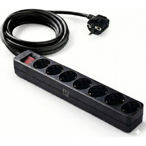 ORION91oficial® - Regleta de 6 enchufes con Interruptor y Toma de Tierra  Ladrón múltiple de 5 Metros  hasta 3680W  Protección Infantil  Cable H05W-F 3G  Color Negro - spaziOrion91