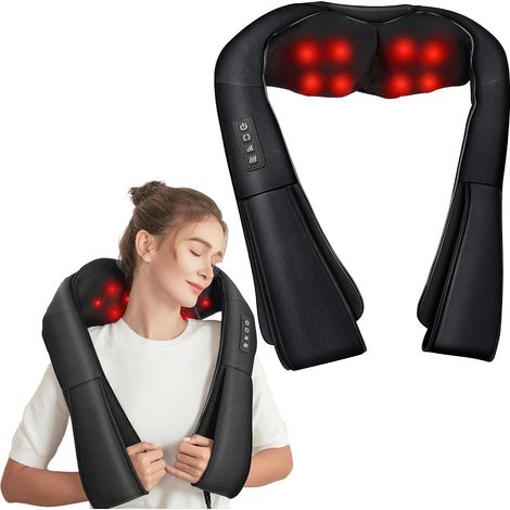 Masseur de Cou Shiatsu , Thermothérapie et Pétrissage Intensif, Soulage Tensions Musculaires, Confort Durable et Soin Relaxant Multiusage (1/4)