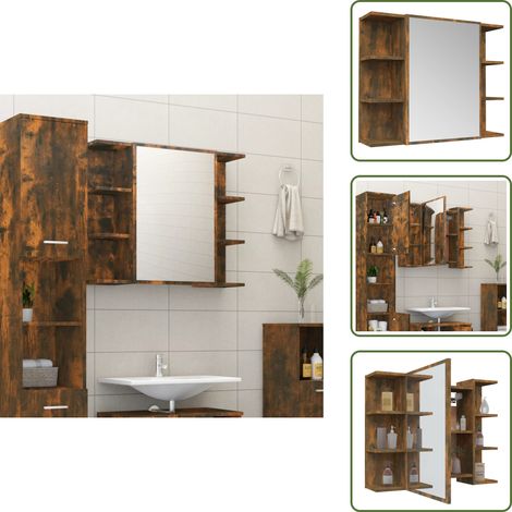 Bad-Spiegelschrank Räuchereiche 80x20,5x64 cm Holzwerkstoff - Badschränke - Spiegelschrank - Badezimmermöbel - Holzwerkstoff Möbel - Rauchereiche