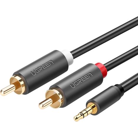 UGREEN AV102 Kabel 2x RCA (Cinch) Klinkenstecker 3,5 mm 1m (schwarz)