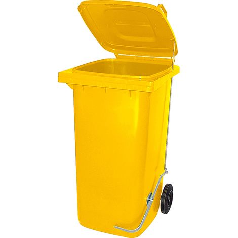 BRB Müllbehälter, Inhalt 80 Liter, HxBxT 930x445x520 mm, mit Fußpedal zur Deckelöffnung (gelb)