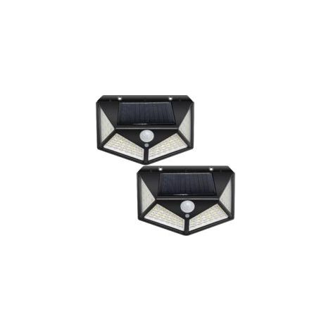 2 lampes solaires extérieures 100 LED, éclairage mural sans fil à 270° , solaires de jardin étanches à l'eau avec détecteur de mouvement avec 3 modes de détection, facile à installer,blanche froide