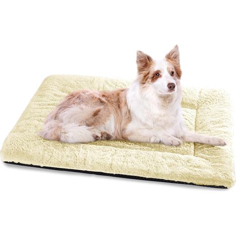 Panier Chien, Tapis Chien Grande Taille, 106x71 cm Matelas pour Chiens Lavable Super Doux Dog Bed Imperméable avec Dessous Antidérapant, Beige (1/5)