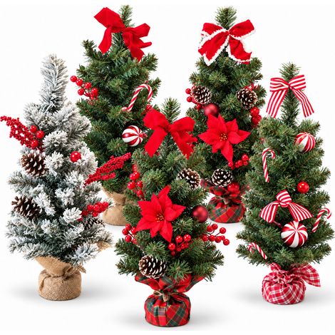Albero Di Natale Piccolo Decorato 60 Cm Da Tavolo, Fantasie Assortite