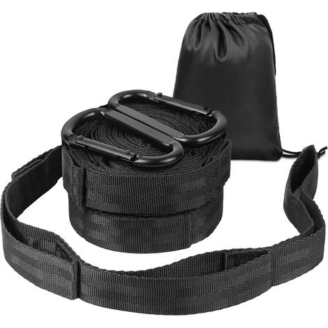 2 Sangle pour Hamac, 2m2.5cm, Suspension d'accessoires pour Hamac de Camping avec 2 Mousquetons, Portée Maximale 300kg, Fixation Hamac pour Balançoire, Camping, Voyages (Noir) (1/5)