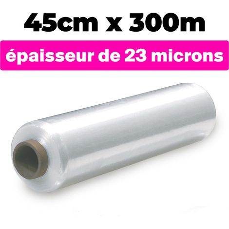 Europalamp – Film étirable transparent 45cm – Épaisseur 23 microns – Résistance élevée à la traction – Pour protection de palettes et colis (1/2)