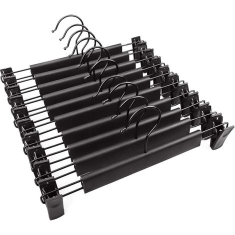 Set di 10 grucce appendiabiti di alta qualità con clip robuste, antiscivolo e regolabili, finitura cromata lucida, resistenti alla ruggine, giunto girevole a 360 gradi (1/4)