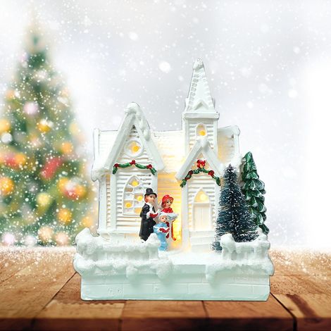 Décoration de Noël, maison de neige illuminée de style européen, blanche et chaleureuse, petite maison illuminée, style D 1 (1/5)