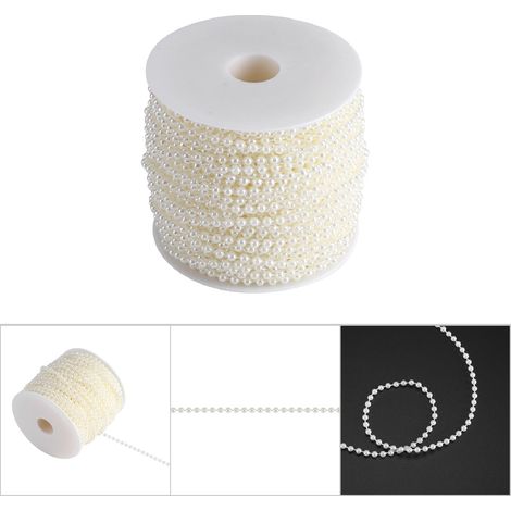 Rideau de perles artificielles 4mm, 40m rouleau, décoration mariage fête, perles DIY crème (1/5)