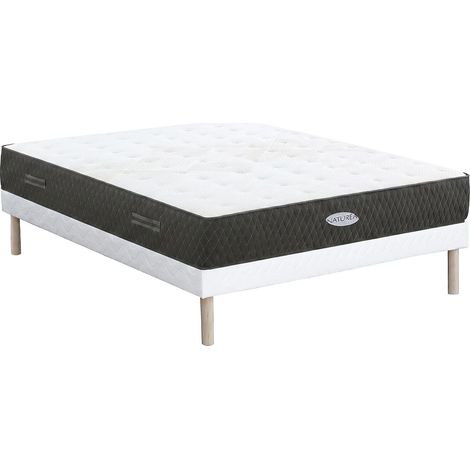 Ensemble 160 x 200 cm sommier tapissier + matelas ressorts ensachés et fibres de Kapok ép.31cm - SOREMA de NATUREA (1/5)