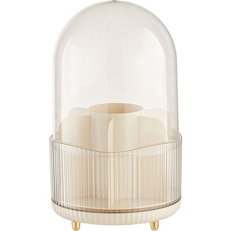 Boîte de Rangement Rotative pour Pinceaux de Maquillage, Écrin à Pinceaux Anti-Poussière avec Couvercle Transparent Blanc Laiteux (1/5)