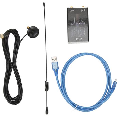 Récepteur radio RTL SDR professionnel 100KHz-1.7GHz UV HF USB portable bande complète pour système de communication (1/5)