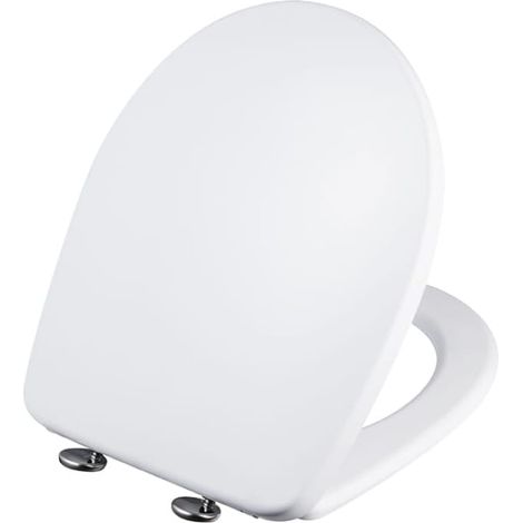 Abattant de toilette à fermeture amortie – Polypropylène blanc – Dimensions 44 x 36,1 cm – Charnières antibactériennes pour hygiène optimale