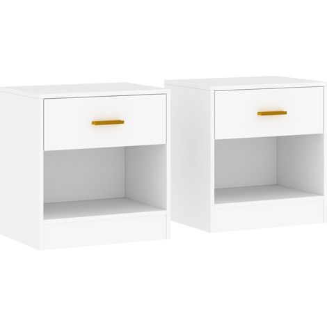 2 moderne Holzkommoden mit Schublade und offenem Fach, 39 x 28 x 41 cm, Weiß