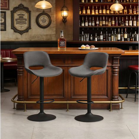 Set 2 sedie bar girevoli con schienale grigio OKMYHOME (1/5)