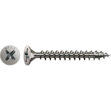 Spax Vis bois 4CUT Tête fraisée TF Pozi 2 Inox A2 4.5X25 Filetage total-10 pièces (1/4)