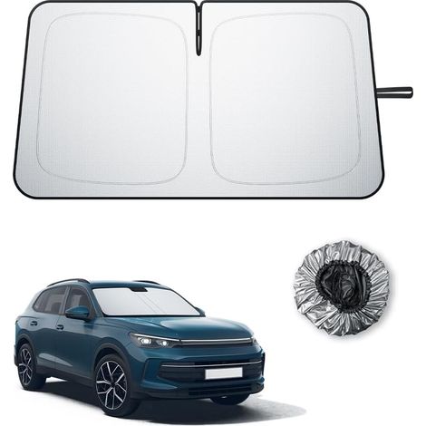 Compatibile con VW Tiguan MK3 2024 2025 2026, protezione solare, protezione UV, parasole per auto, tessuto antirughe, parasole interno, parabrezza Tiguan 3 accessori (1/5)