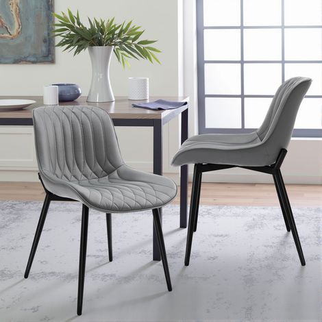 Set aus 2 HOMEMiYN Stühlen aus kratzfestem Kunstleder in Grau – Optimaler Komfort und garantierte Stabilität für das Esszimmer (1/5)