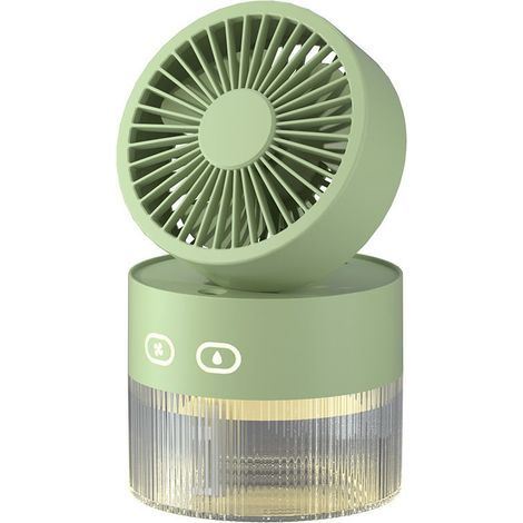 Vakuum-Ventilateur personnel et petit humidificateur d'air 350 ml avec veilleuse LED, humidificateur et ventilateur de bureau rechargeable USB 3 en 1 pour bureau et petite pièce, sans batterie (vert)