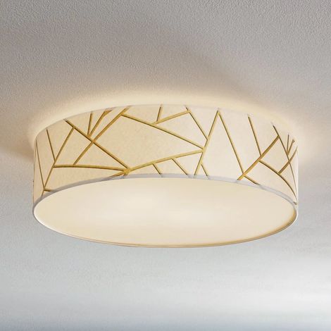 [NEUWERTIG] B-Ware Deckenleuchte Zulu Leuchte Lampe Deckenlampe Hängeleuchte Lampe Weiß/Gold Rund