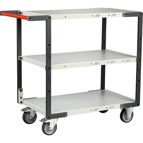 Servante d'atelier à monter - Chariot industriel évolutif - 3 plateaux 850x495mm - Charge max 250kg - Roues TPE - 884721124 (1/3)