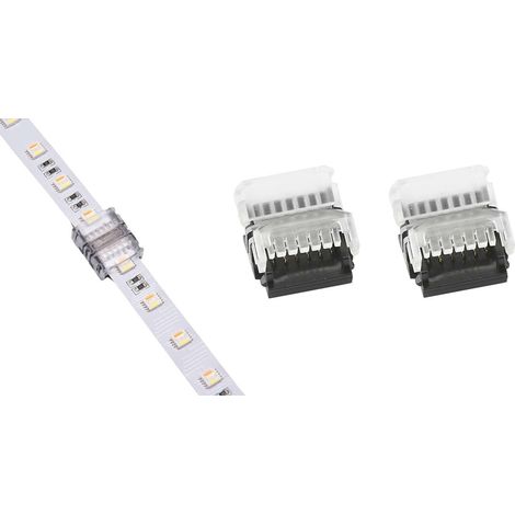 2x Connecteur coupleur rapide de bandes LED RGB + CCT 12mm 6 broches sans soudure Borne Câble Lumière Adaptateur Bande lumineuse Pratique Ruban Hippo