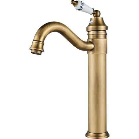 1 Waschtischarmatur – Messingarmatur – 360° schwenkbarer Auslauf – Warm- und Kaltwasser einstellbar – Für Badezimmer – Chrom – 25,5 cm (1/5)