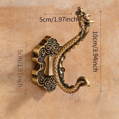 Drei Haken im Vintage-Stil mit chinesischem Drachenmuster und Antik-Finish, inklusive Befestigungsmaterial. Vielseitige Wandhaken zum Aufhängen von Handtüchern, Schlüsseln, Taschen etc. (1/5)