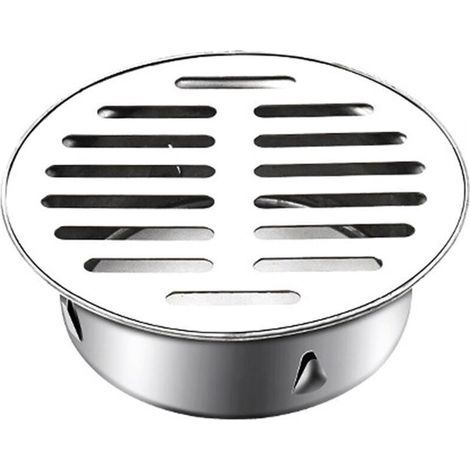 Siphon de Sol Rond Anti-Blocage en Acier Inoxydable pour Balcon 110 mm avec Couvercle Plat - (1/5)