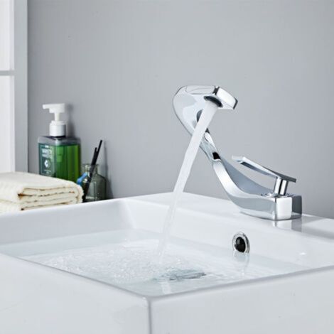Moderne Einhebel-Waschtischarmatur mit Wasserfall-Design, Temperatur-/Durchflussregelung, goldfarbene Oberfläche mit Anti-Fingerprint-Beschichtung, Badarmatur (1/5)