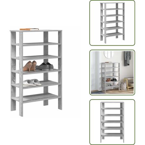 vidaXL Étagère à chaussures sonoma gris 61x32x105 cm bois ingénierie (1/5)