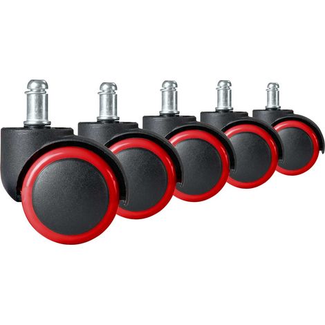 Ruedas de goma para sillones, negro y rojo, 5 piezas (1/2)