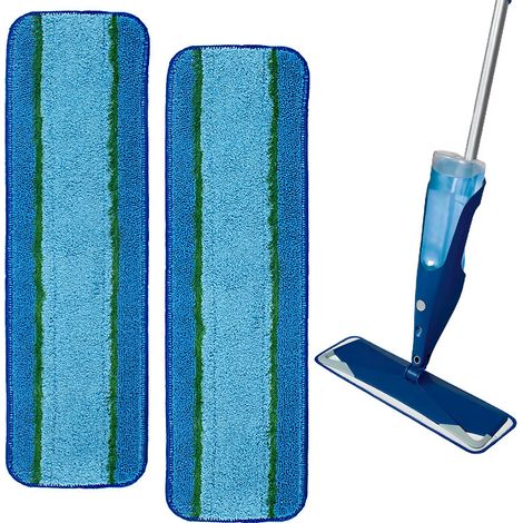 Chiffons de Rechange pour Balai Bona - Lot de 2 Tampons en Microfibre Verte à Poils Durs, Accessoires Compatibles avec Balai Plat Pulvérisateur-lsw (1/5)