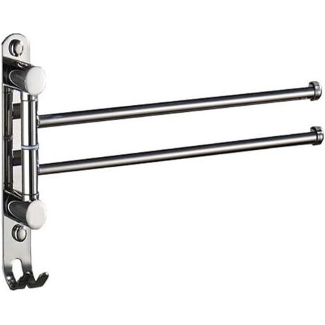 Porte Serviettes Salle de Bain avec 2 Barres 180°Rotatives Sèche-Serviettes en Acier Inoxydable SUS304 Porte Serviette Murale Sèche Serviettes pour Salle de Bain Cuisine Lavabo 3223cm (1/5)