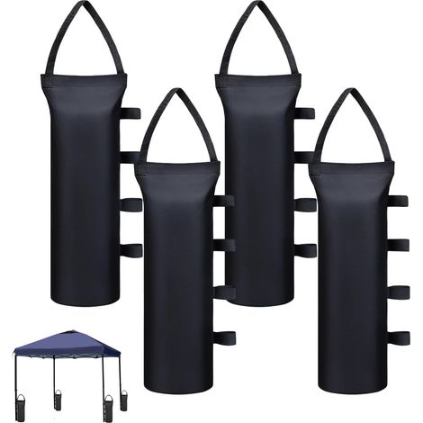 Lot de 4 Sac de Lestage pour Tonnelle,Sac Lestage épaissir,40 kg Leste pour Pied de Tonnelle,pour Auvent,Tente,Lestage Tonnelle(600D-50 20cm-Noir) (1/3)