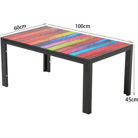 Table basse en verre noir avec pieds métalliques, petite table à thé et table de canapé, design moderne, coloris noir (1/4)