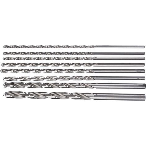 Set of 8 extra-long 200mm HSS drill bits, rotary drill for metal and wood, diameters 4mm to 10mm, professional hole drilling kit (1/5)