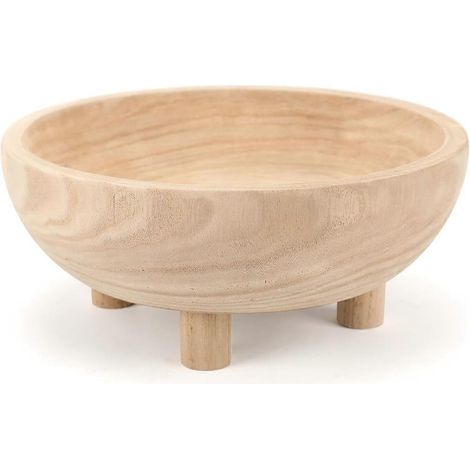 Bol décoratif en bois, grand bol à fruits en bois de 28 cm (11 pouces) pour comptoir de cuisine, vide-poches pour clé de table d'entrée, décoration en bois (1/5)