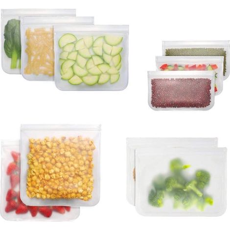 Bolsas de silicona para almacenar alimentos - 3 litros - Paquete de 10 - Reutilizables y sostenibles (1/5)
