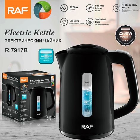 Bouilloire électrique en acier inoxydable (noire) pour une utilisation au bureau, arrêt automatique et protection contre la surchauffe. (1/5)